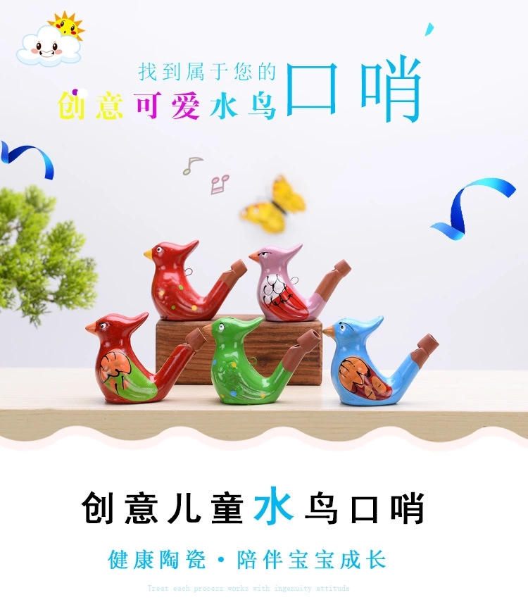 Painted purple clay pottery waterbird whistles with ropes and water, temple fair street stalls, tourist souvenirs, scenic area souvenirs full figure