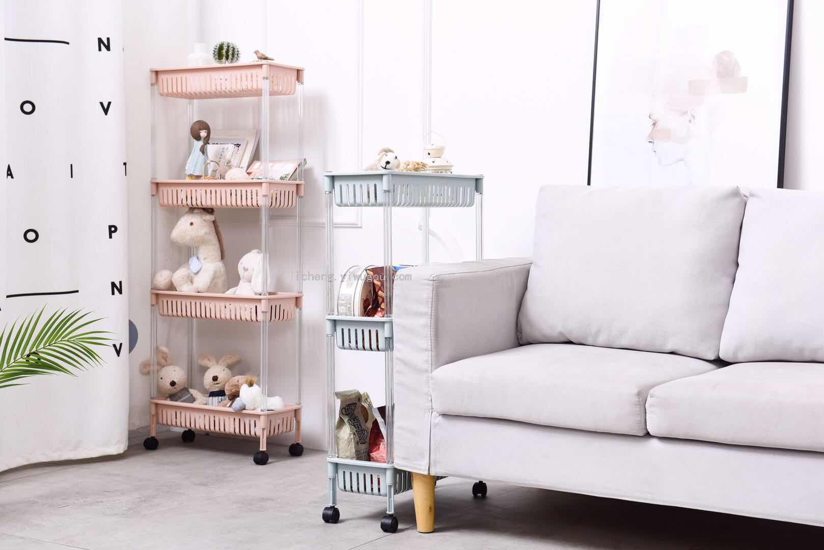 35823 New Model bathroom storage rack with plastic wheels and three layers Item Picture