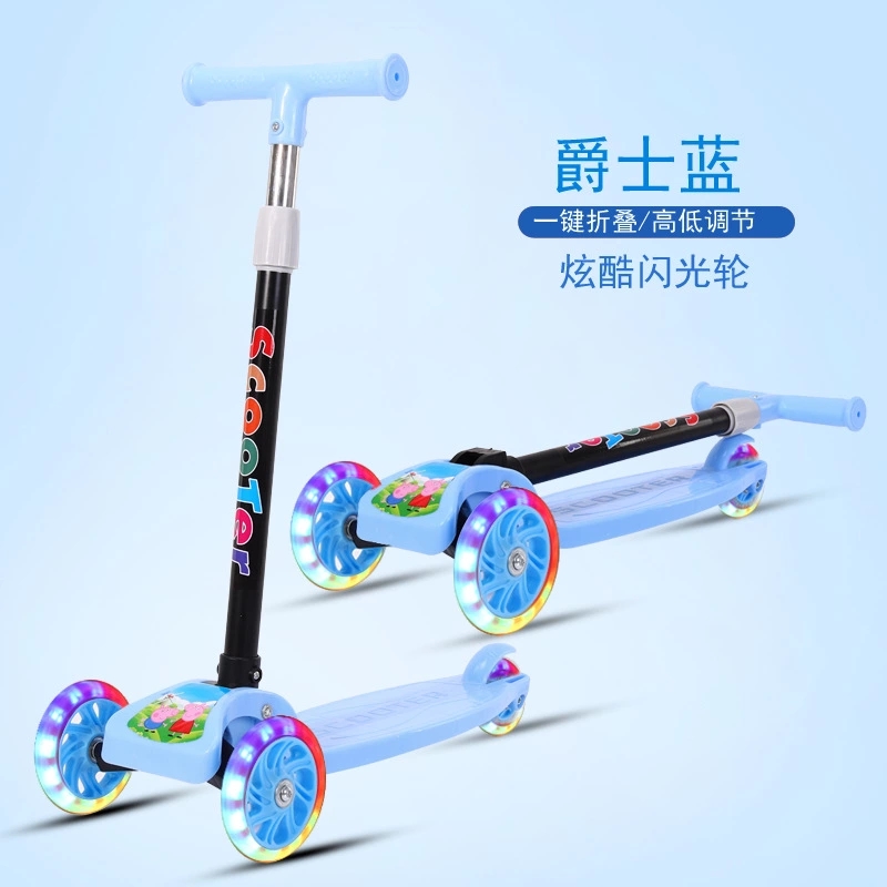 Factory direct sales of new folding meter-tall children's scooters, 2-8 years old three-wheel flashing skateboard swing scooters and baby walkers Item Picture