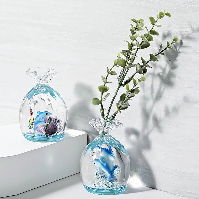 Creative Mediterranean acrylic oil-drop pen holder as a gift, student desktop Marine animal pen holder wholesale details Picture