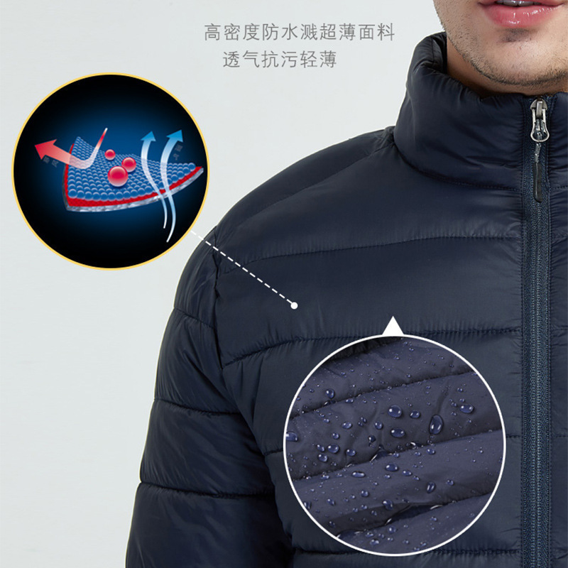 Down cotton-padded jacket for men 2020 new style light and thin cotton-padded jacket with stand-up collar for men, men's winter men's clothing, men's cotton-padded jacket Specification image