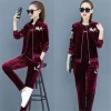 Velvet casual sportswear set for women, fashionable and loose 2020 spring collection, new Korean-style plus-size sweatshirt three-piece set details Picture