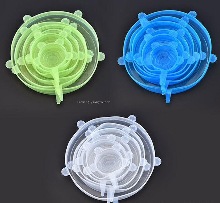Gel de silicona fresh cover cocina multifunción 6 piezas juego de plástico de silicona bowl cover Specification image