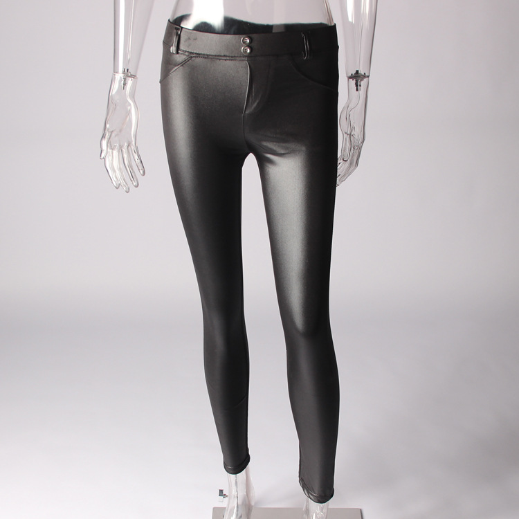 Plus-size wish AliExpress best-selling peach-breasted leather pants, stretchy and lifting PU leather leggings Item Picture