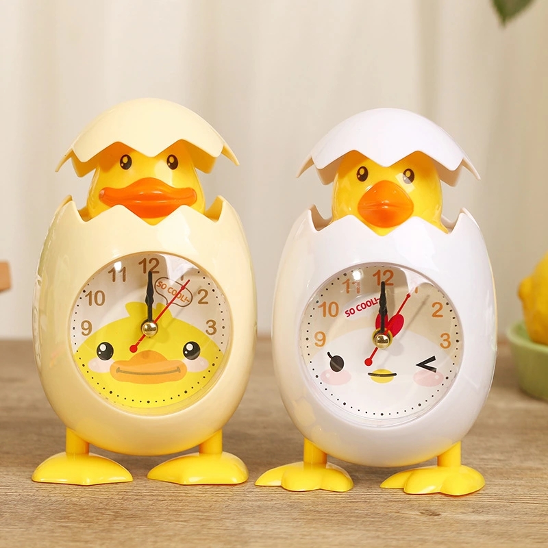 Creative cartoon eggshell chicken alarm clock, student gift, children's bedroom bedside display, birthday present for kids full figure