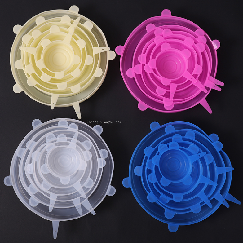 Gel de silicona fresh cover cocina multifunción 6 piezas juego de plástico de silicona bowl cover