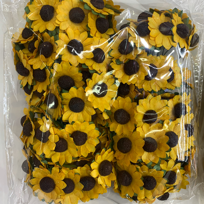 3.5cm小号太阳花纸花向日葵贺卡礼品盒小配件纸花细节图