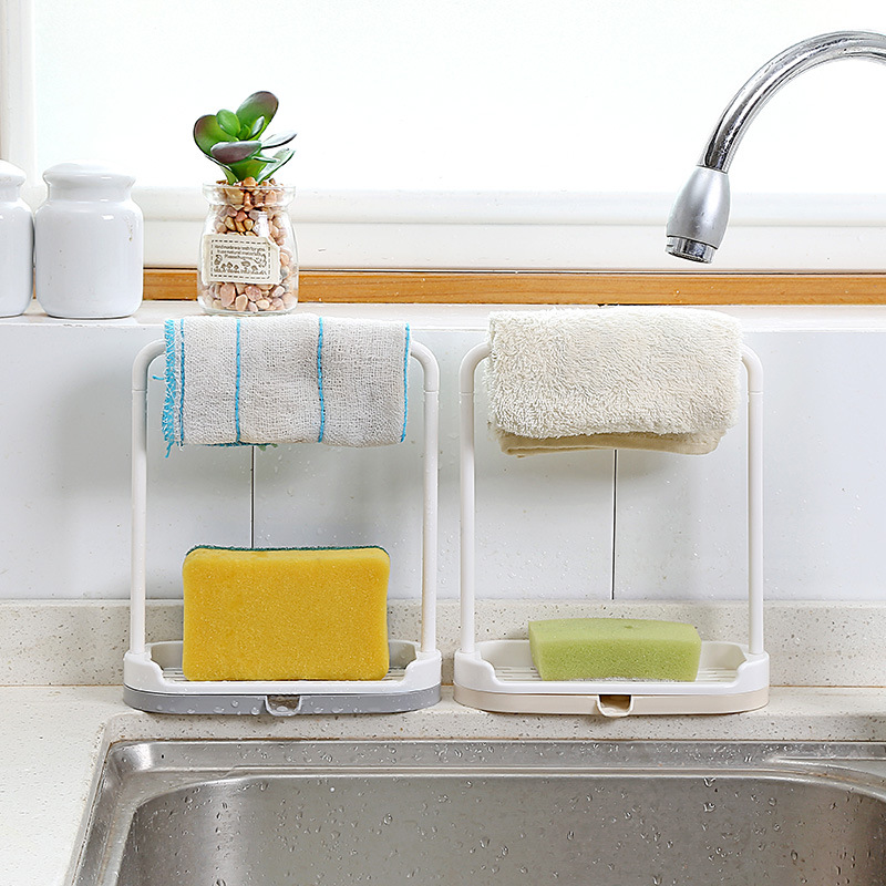 Kitchen organizing and storage rack, dishcloth and rag stand, Japanese towel and rag rack, sponge and draining storage rack