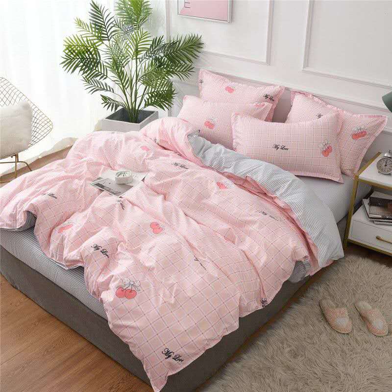 Factory wholesale pure printed matte aloe vera cotton four-piece set, solid color, 2 meters, 36 yuan for processing and customization details Picture