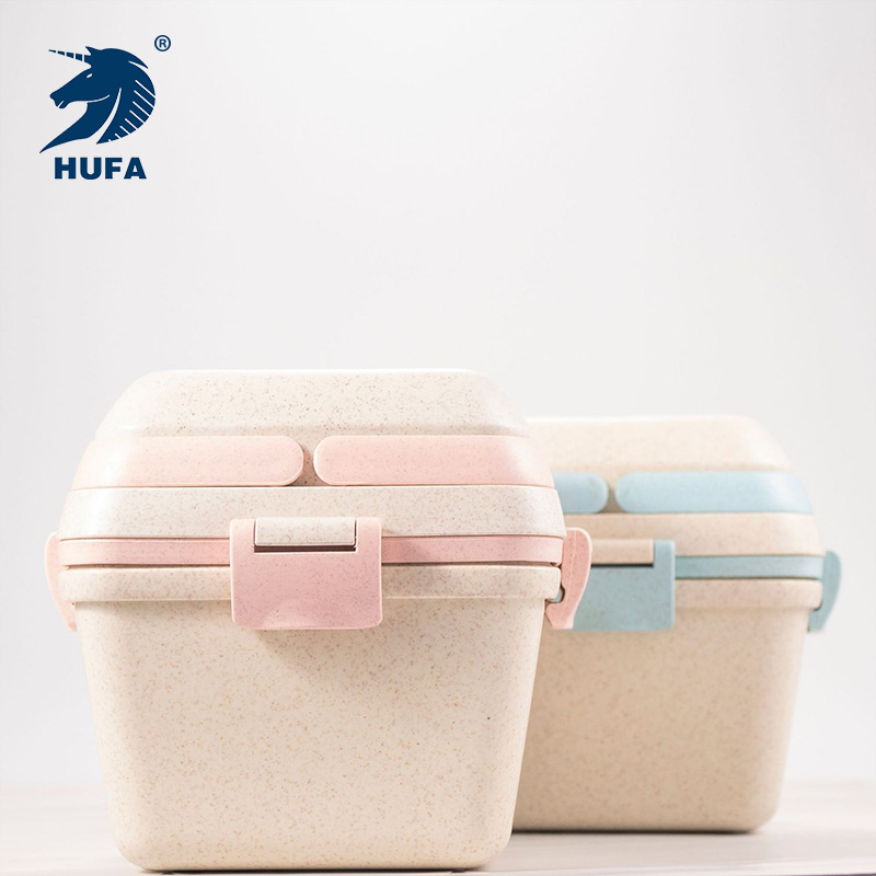Wholesale of wheat straw multi-layer lunch boxes, office workers' fresh-keeping boxes with tableware, student lunch boxes and bento boxes