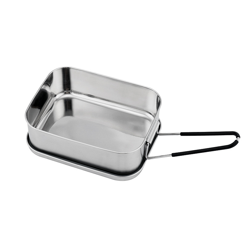 304 stainless steel square lunch box, school and work lunch box, canteen compartment-separated portable and multi-specification lunch box Item Picture