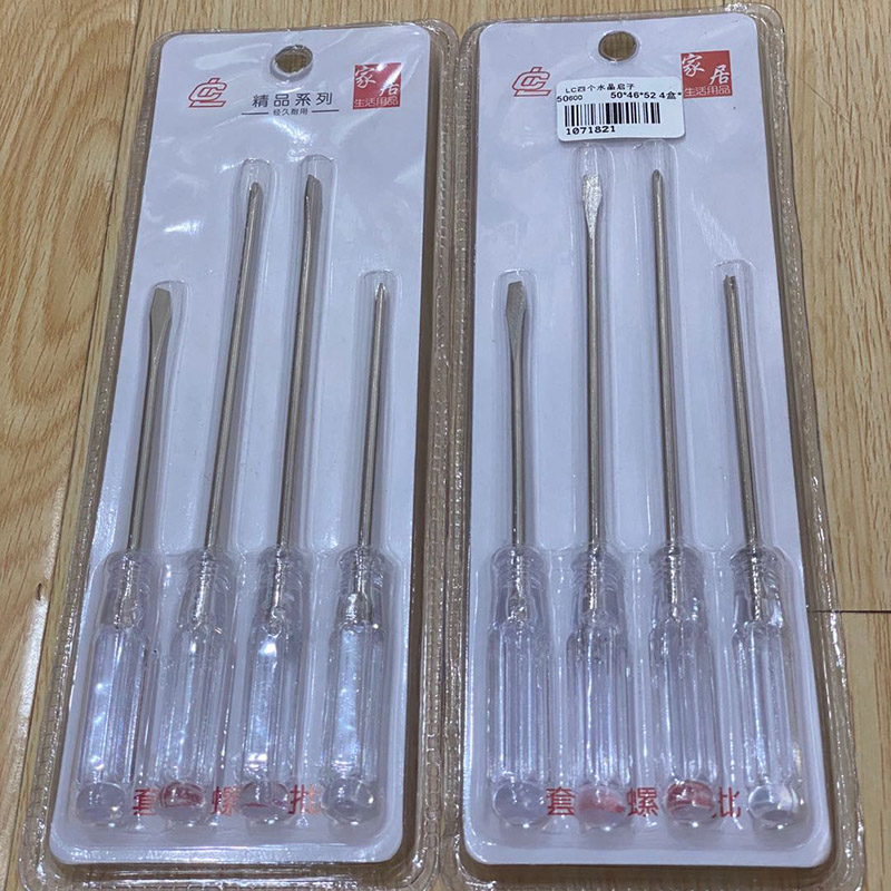 L1423 Four crystal screwdrivers, manual screwdrivers, household combination tools, 10-yuan store, 10-yuan store Item Picture