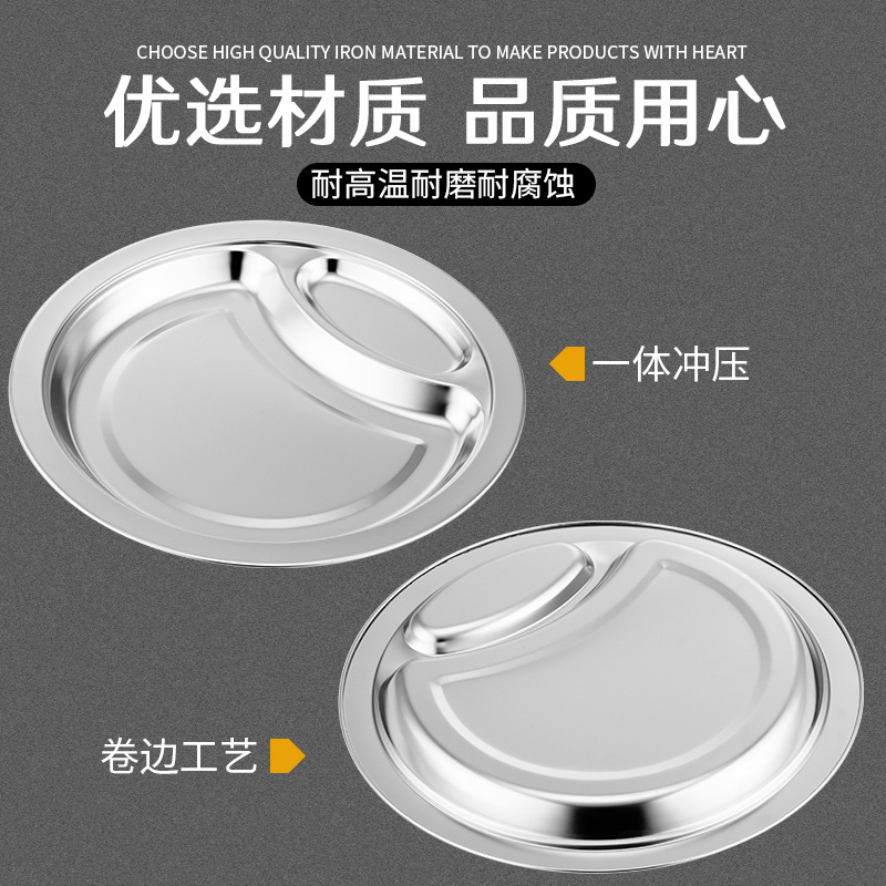 Hufa non-magnetic stainless steel fast food plates, hotel room trays, household stainless steel dumpling plates, cafeteria fast food restaurants details Picture