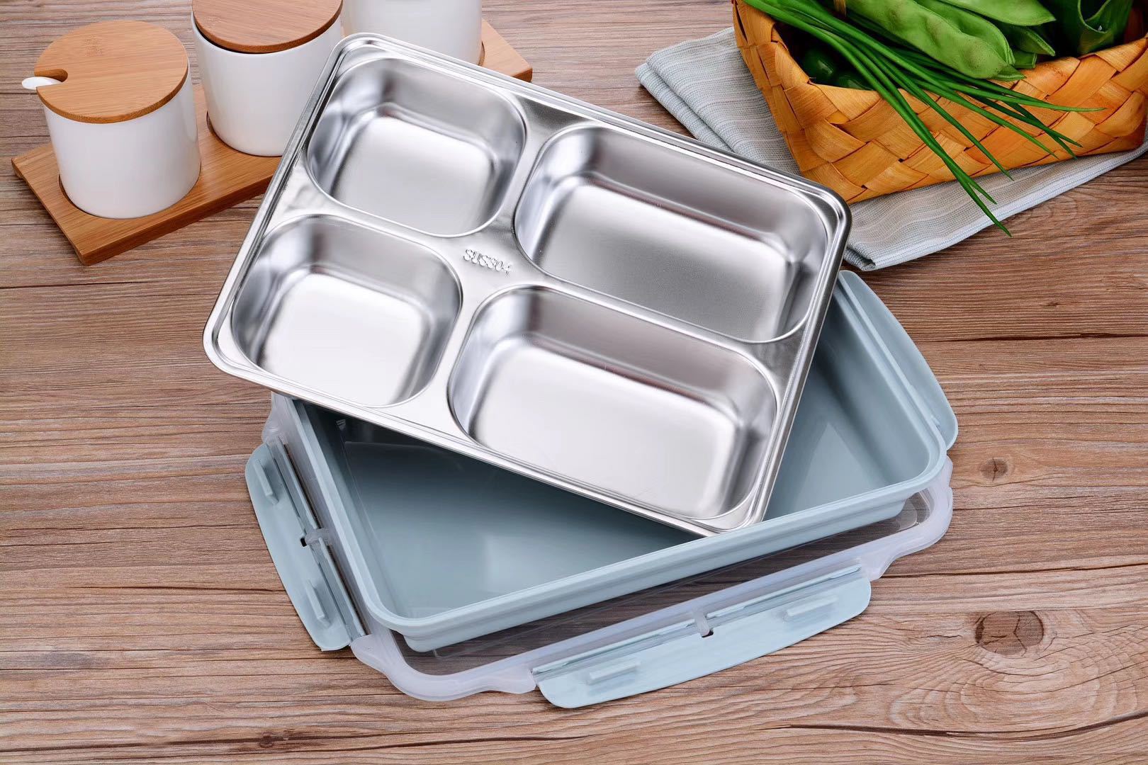 304 stainless steel insulated lunch box, square student plate with lid, adult large-capacity water-filled insulated lunch box Application Scenario