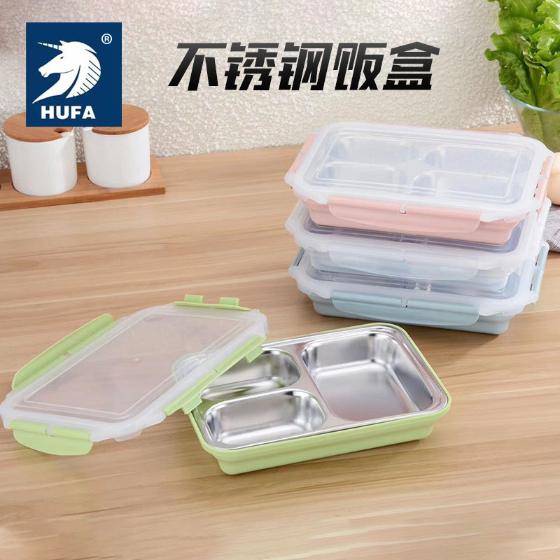 304 stainless steel insulated lunch box, square student plate with lid, adult large-capacity water-filled insulated lunch box