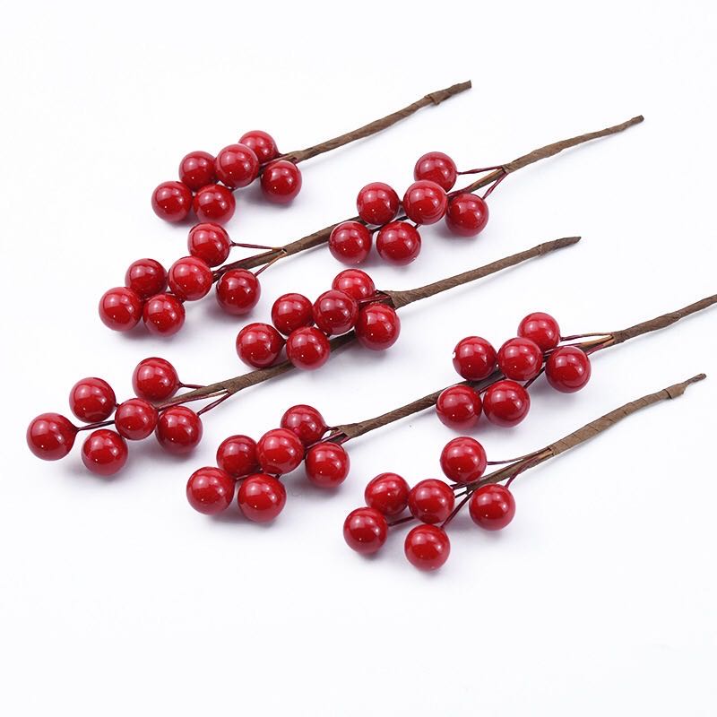 圣诞红果仿真石榴蓝莓红豆相思豆喜糖盒头饰配件DIY花环壁挂配件