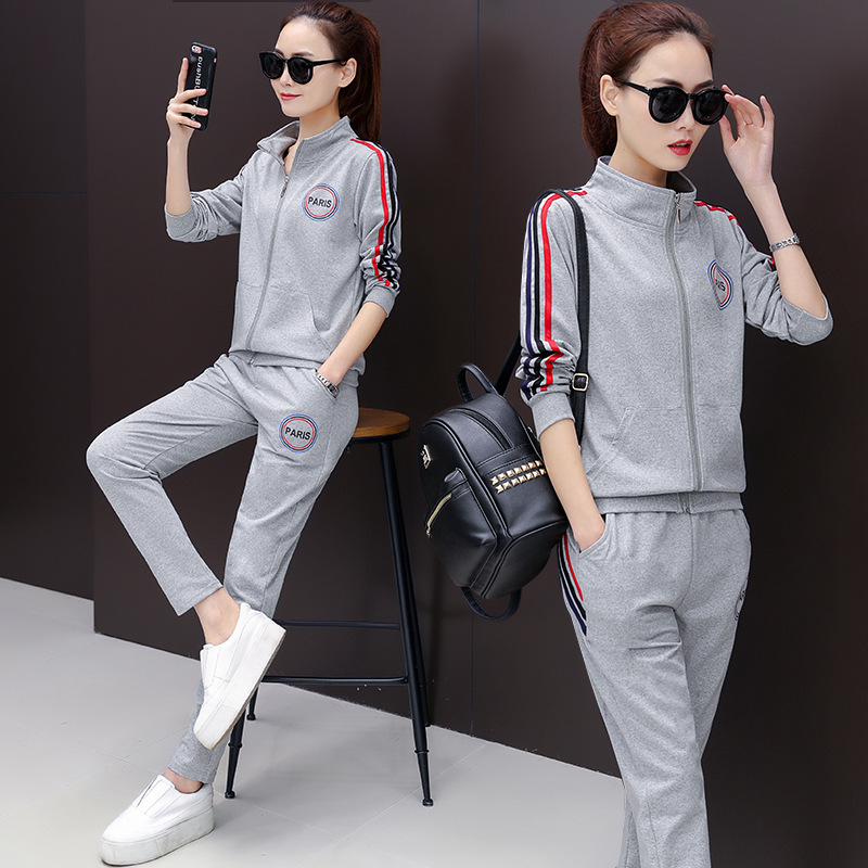 Two-piece sportswear set for women, 2020 new Korean spring style, fashionable long-sleeved sweatshirt for women, sportswear for spring and autumn Specification image