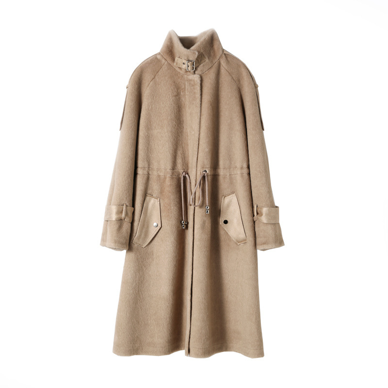 2020 Winter Golden mink waist-cinched stand-up collar composite fur integrated mid-length mink fur coat, windbreaker for women Application Scenario