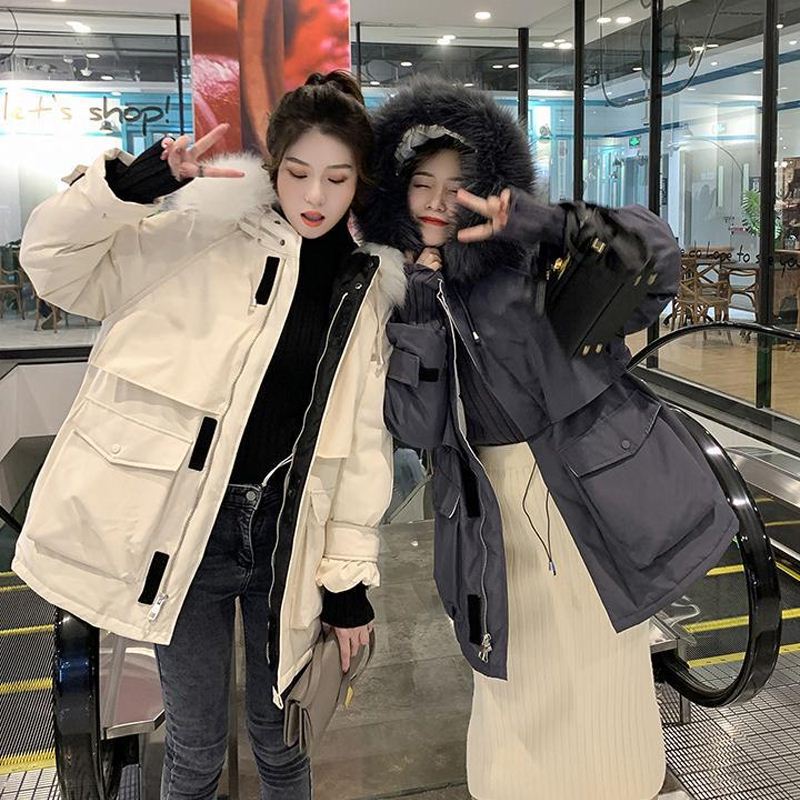 Women's mid-length down jacket 2020 Winter new style Korean version fashionable fox fur large collar loose down jacket
