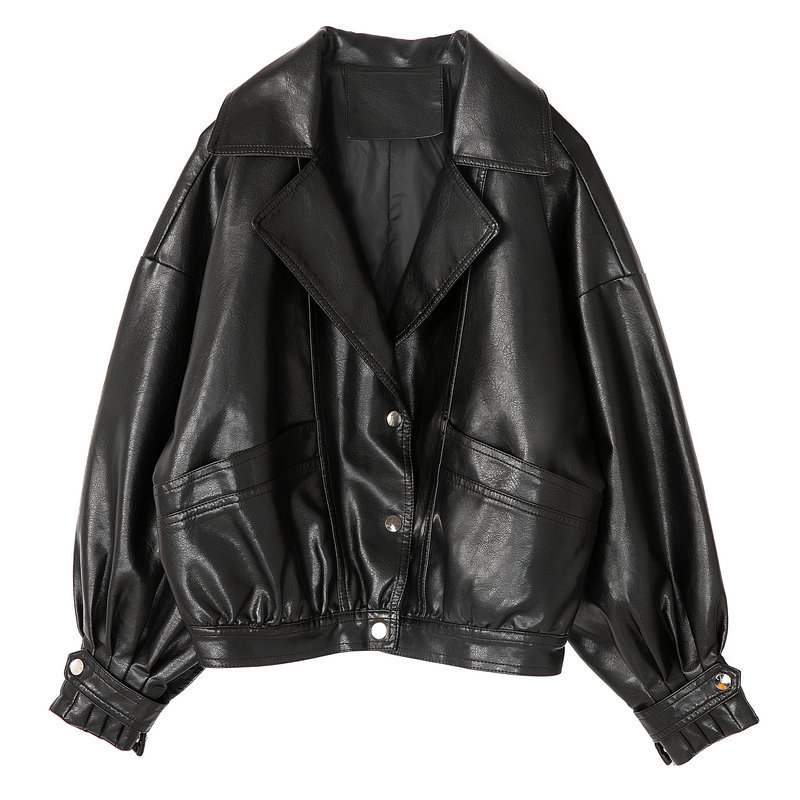 A new Korean-style short pu leather jacket for women's spring and autumn wear, slim and slimming, versatile motorcycle leather jacket and small coat for women Item Picture