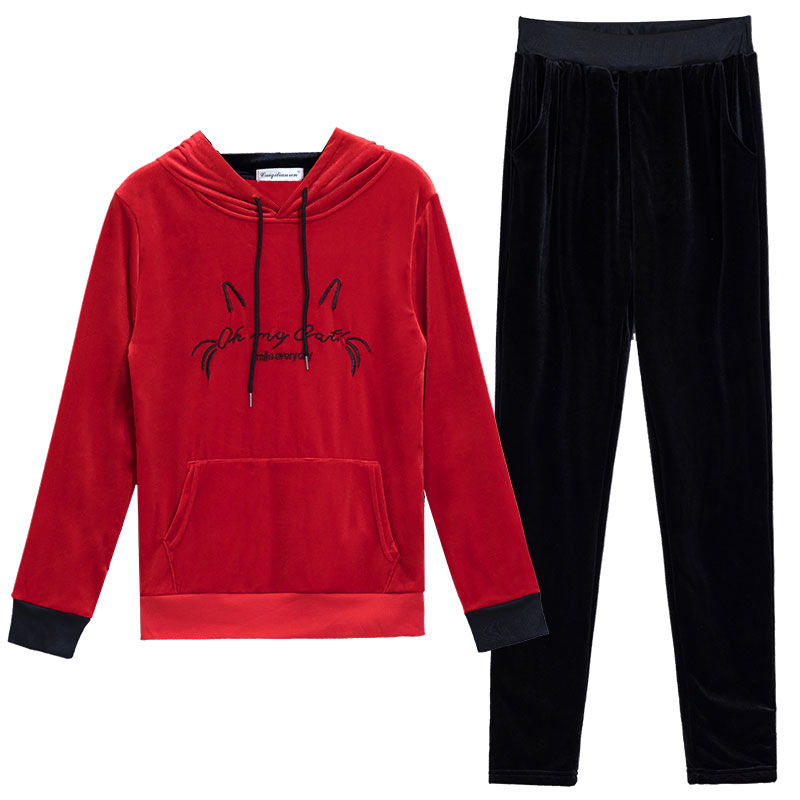 Winter sportswear set for women, a trendy and fashionable 2020 new Korean-style women's casual two-piece outfit Item Picture