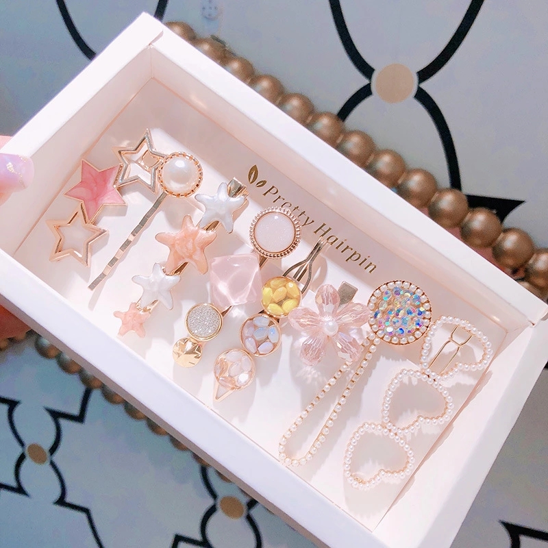 Bestseller Deep Sea Mermaid ~ Korean retro Pearl Marble Pattern duckbill clip ins side clip Set wholesale Application Scenario