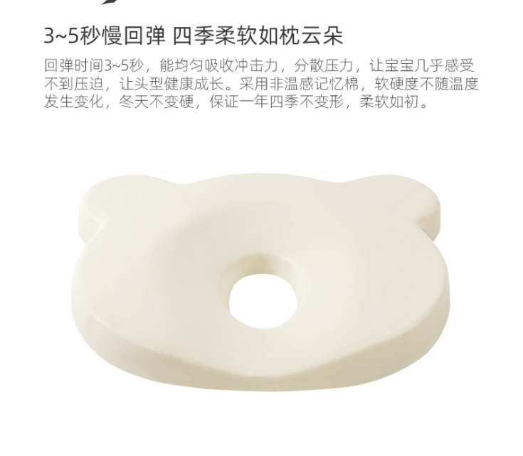 Baby pillow, shaping pillow, memory foam pillow core, preventing head deviation and flattening for newborn children, correcting the baby's head shape Specification image