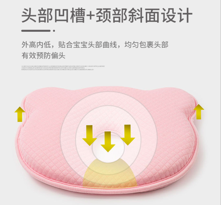 Baby pillow, shaping pillow, memory foam pillow core, preventing head deviation and flattening for newborn children, correcting the baby's head shape details Picture
