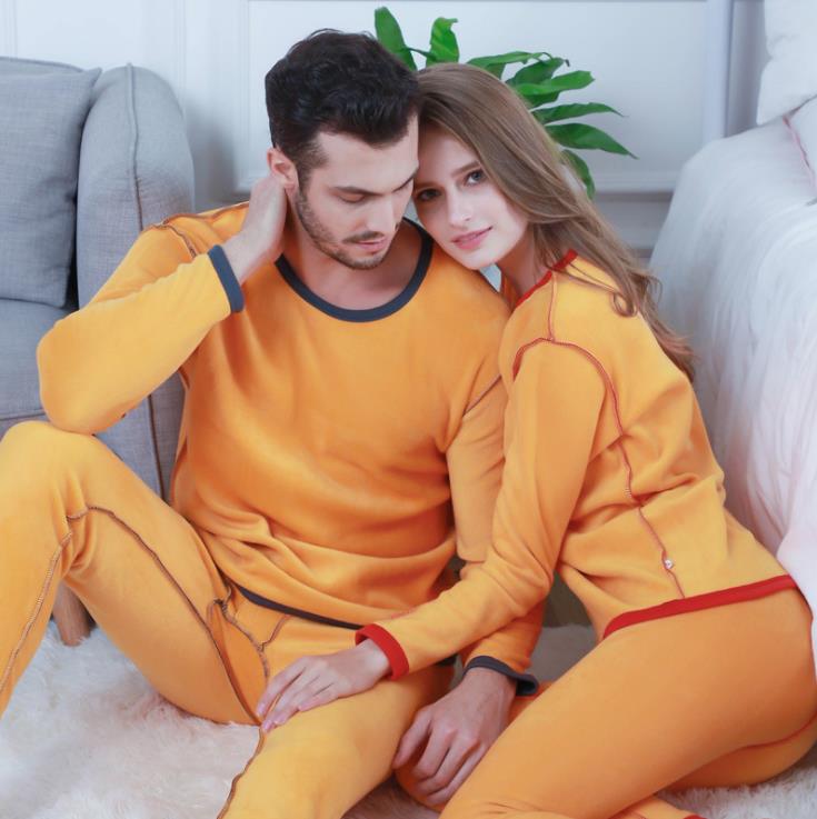 Wholesale of new golden fleece thermal underwear, women's fleece and thickened couple sets, men's long Johns and long pants, and cold-proof underwear details Picture