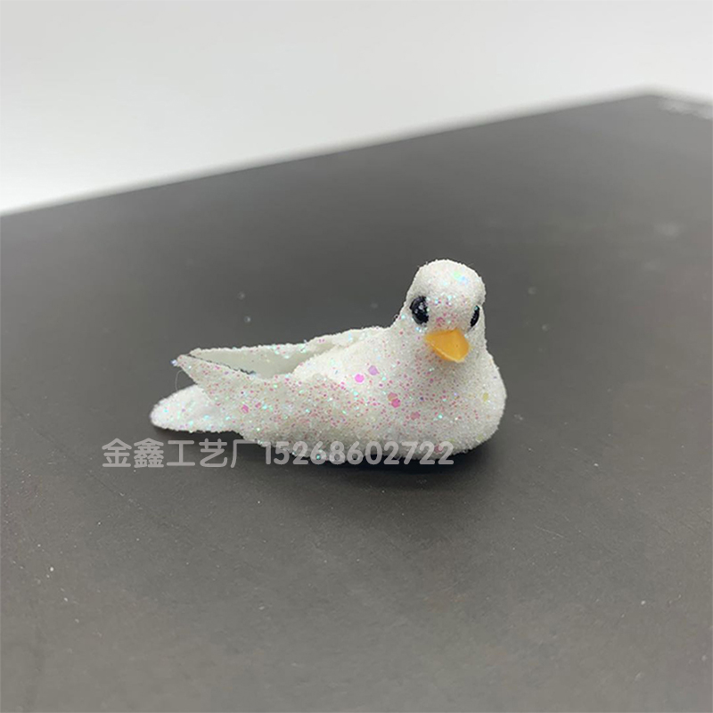泡沫仿真小鸟粘金粉古风汉服头饰发簪饰品配件手工DIIY和平鸽肥啾产品图
