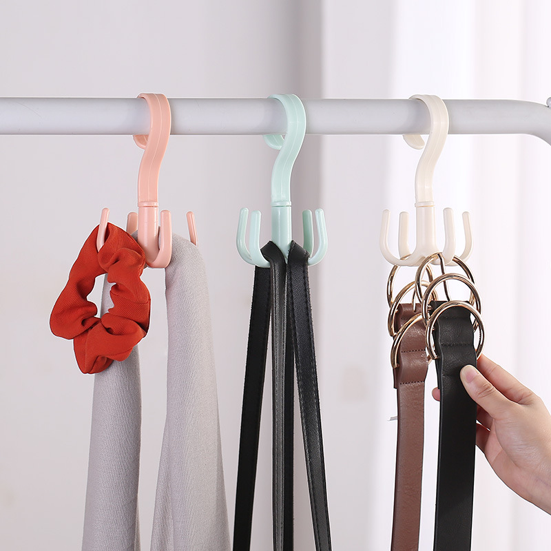 Bag rack, women's bag 4-claw hook, bag hook, school bag, wardrobe storage rack, multi-functional rotating storage rack, S-shaped
