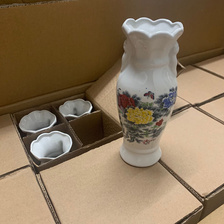 6寸7寸小号白花瓶插花清明祭祀陶瓷瓶供佛牡丹荷花瓶