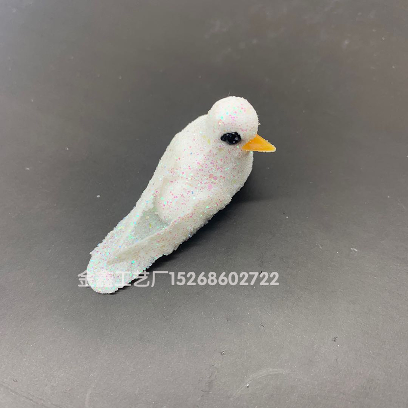 泡沫仿真小鸟粘金粉古风汉服头饰发簪饰品配件手工DIIY和平鸽肥啾细节图