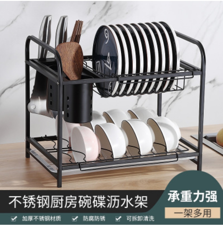 Kitchen storage rack, utensils for drying and washing, draining, bowl rack, bowl cabinet, bowls, plates, chopsticks, knives, storage box, cutlery rack details Picture