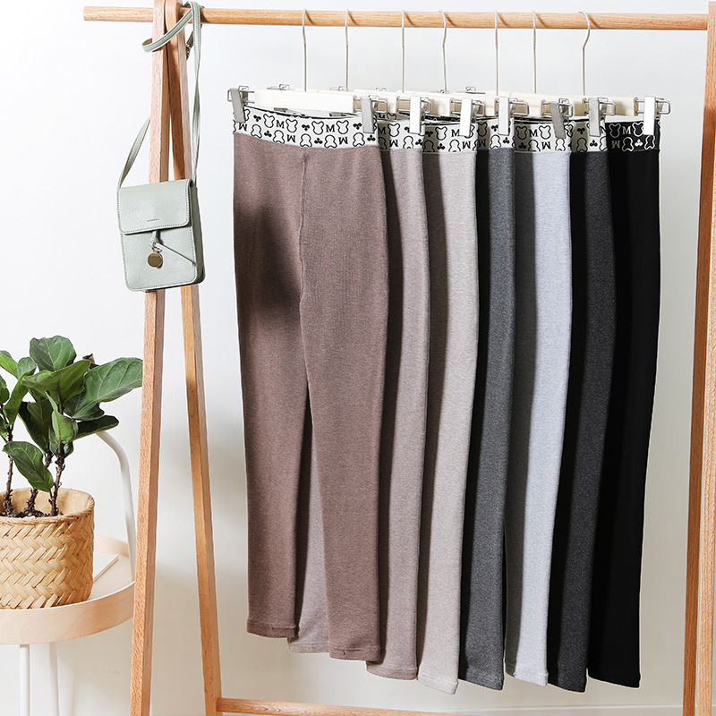 Fleece letter high-waisted cotton pencil pants for women's outerwear, autumn and winter slimming skinny pants, cartoon waist and toe leggings Application Scenario