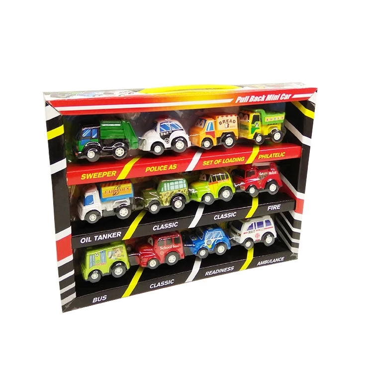 Wholesale of 12 sets of mini car toys, children's cartoon pocket cars about 5 centimeters long details Picture