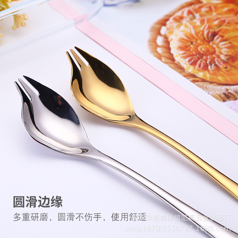 304 stainless steel salad fork, creative spoon fork, instant noodle cup matching fork, fruit fork, Western tableware wholesale Specification image