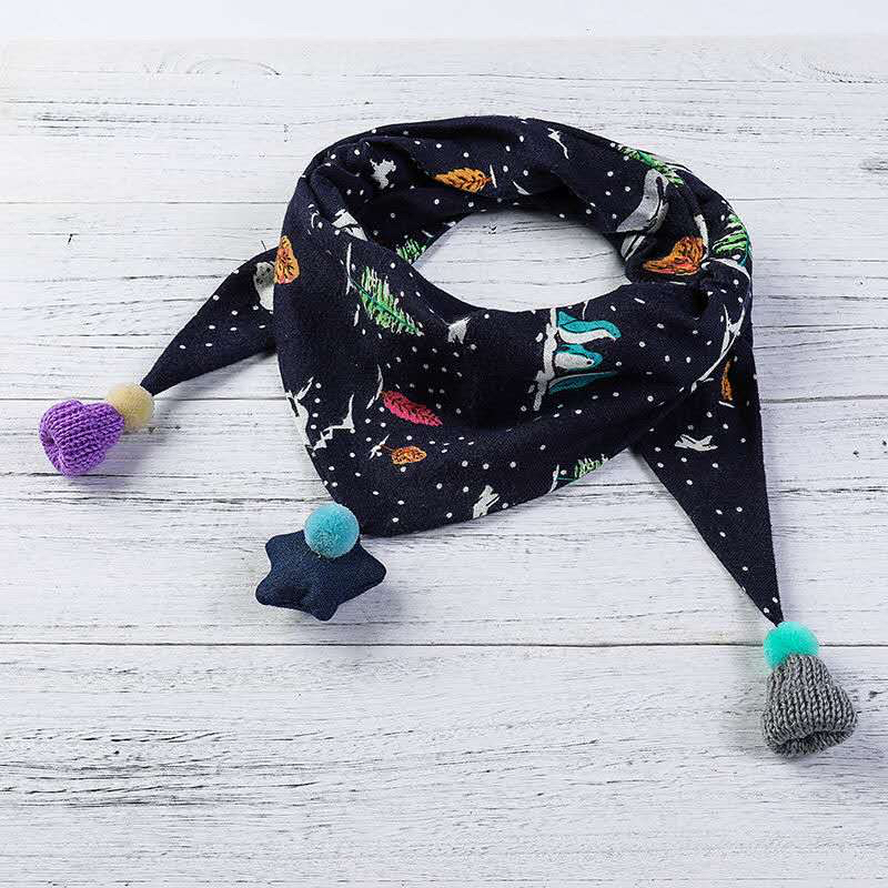 Children's scarves, triangular scarves, thick and cute styles for spring, autumn and winter, baby scarves for boys and girls, Korean-style trendy scarves for kids details Picture