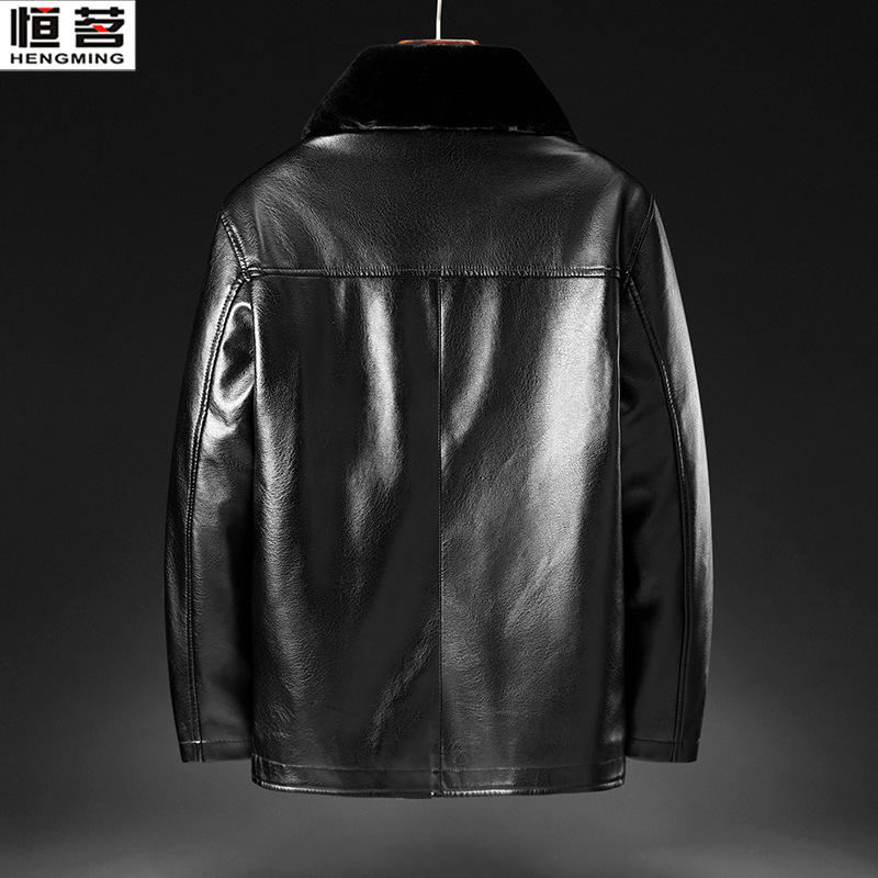Hengming Leather Jacket Men's winter new mid-length leather jackets for middle-aged and elderly men are selling well at street stalls Application Scenario