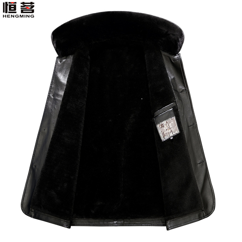 Hengming Leather Jacket Men's winter new mid-length leather jackets for middle-aged and elderly men are selling well at street stalls Item Picture