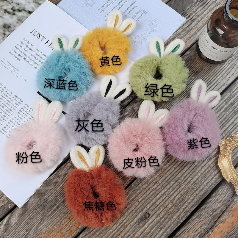Cute and super adorable rabbit ears, plush hair bands, fur bands, hair ties for children, hair ties, autumn and winter hair accessories and headwear details Picture