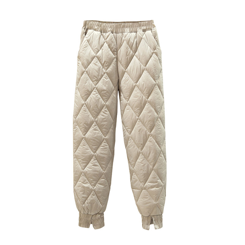 Down cotton pants for women 2020 autumn/winter new high-waisted outerwear, fashionable small-leg split straight leg thickened casual cotton pants Item Picture