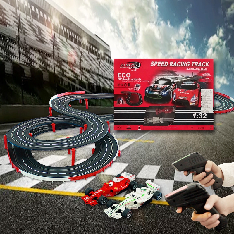 Track racing toy, electric remote control, children's and boys' gift toy car, double competitive track car set Specification drawing