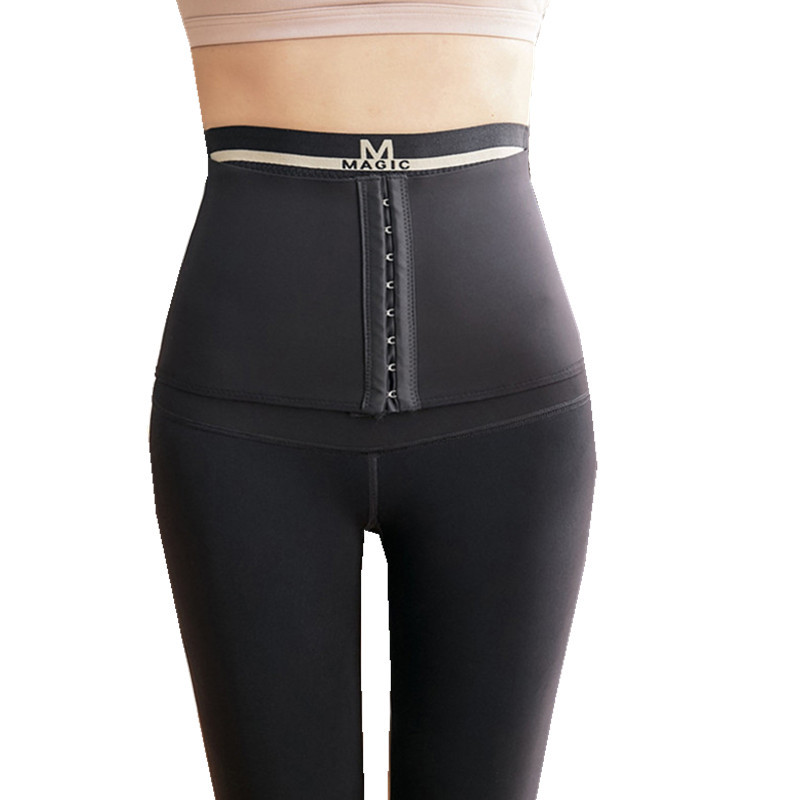 The 2020 winter new Magic button-up high-waisted, tight-fitting, fleece and thickened seamless, warm one-piece pants are worn outside Item Picture