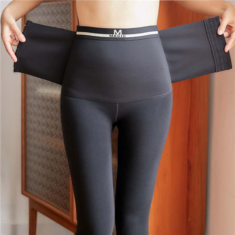 The 2020 winter new Magic button-up high-waisted, tight-fitting, fleece and thickened seamless, warm one-piece pants are worn outside Specification image