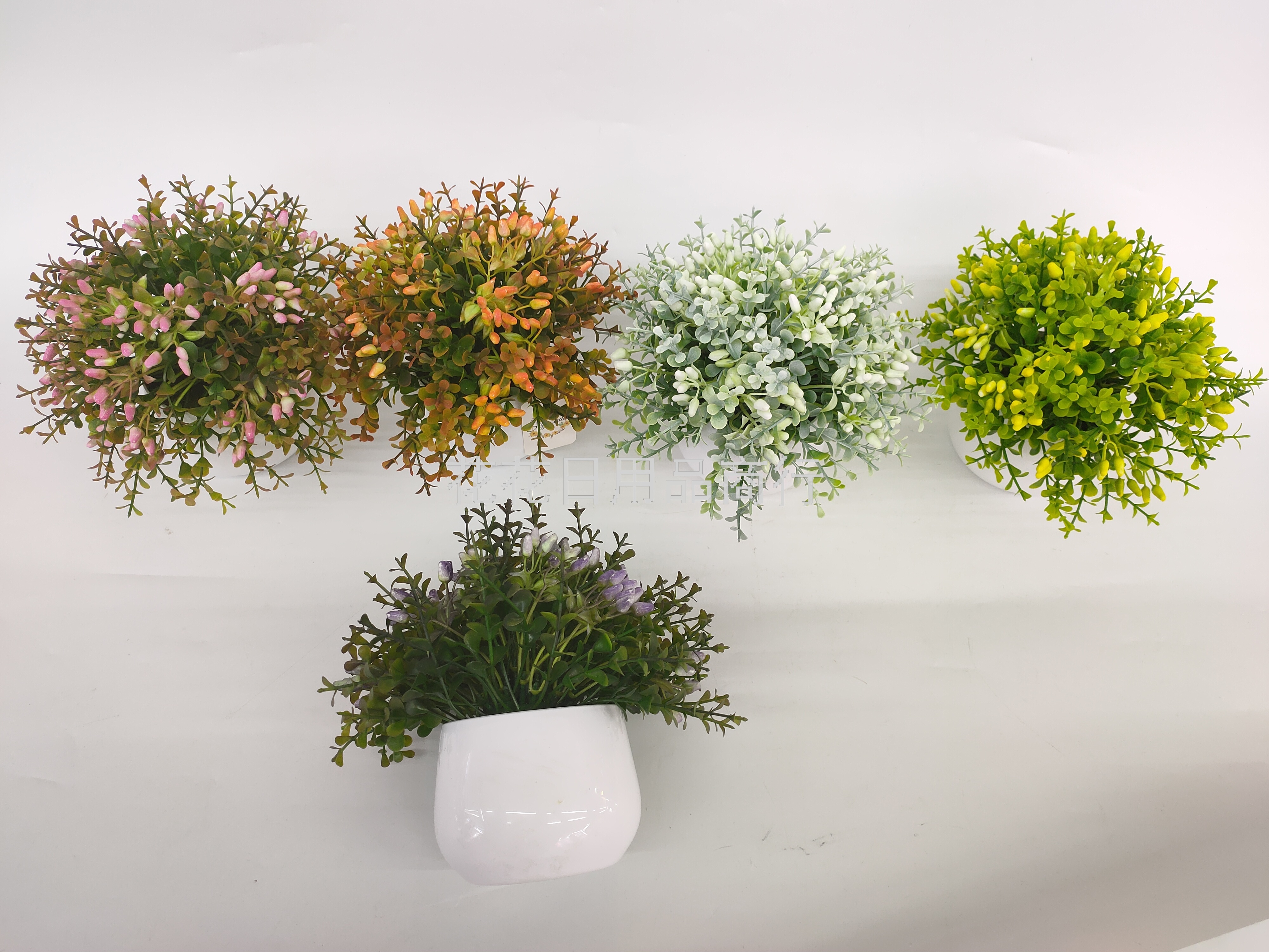 新款白色盆小野果仿真花欧式盆景摆件装饰品假花