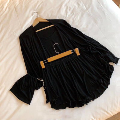 Sleep Beauty Ice Cream Home Four-piece Set Spring and Summer Sexy and Comfortable halter cardigan New style vest Popular pajama Item Picture