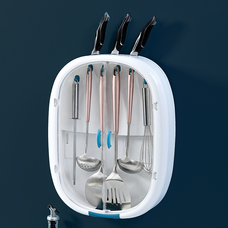 Kitchen storage rack, no need for drilling, draining, spatula, spoon hook, knife rack, wall-mounted kitchenware storage wonder Application Scenario