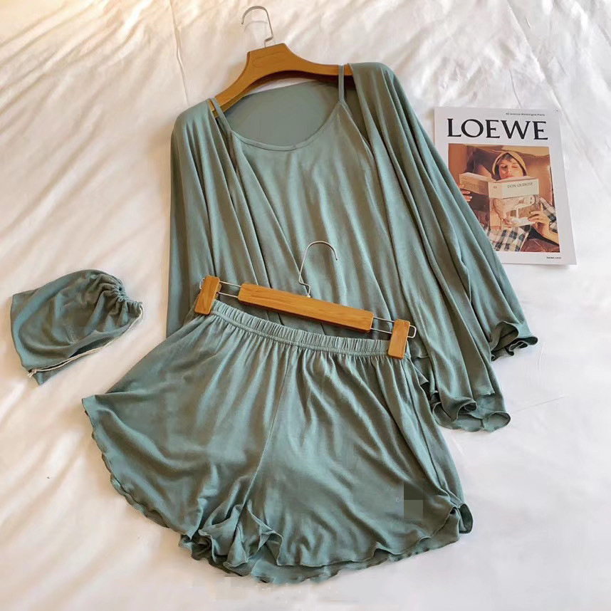 Sleep Beauty Ice Cream Home Four-piece Set Spring and Summer Sexy and Comfortable halter cardigan New style vest Popular pajama Specification image