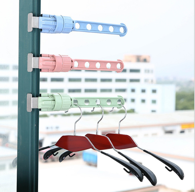 Creative Japanese-style clothes rack, window frame, hanging rack, hanging rod, indoor 5-hole hanging clothes drying rack, clothes drying rack Application Scenario